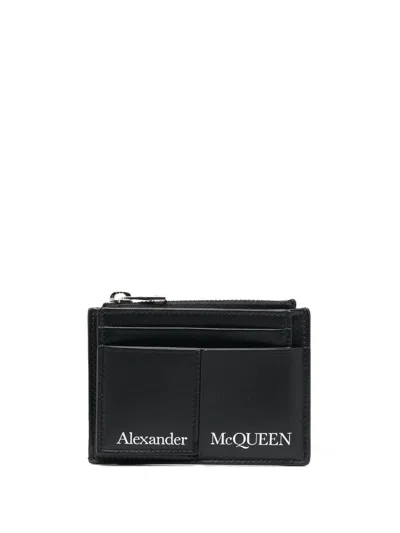 Alexander Mcqueen Coin Zip Holder In Black
