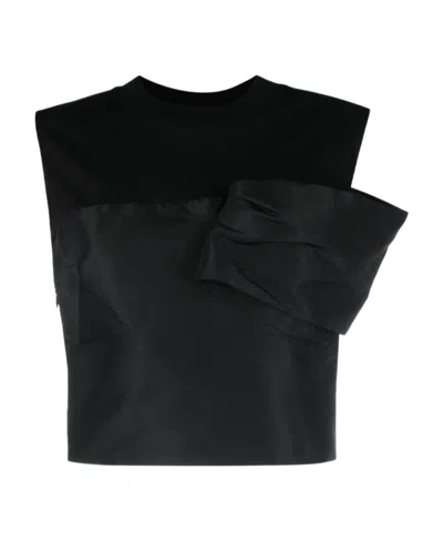 Alexander Mcqueen Cold-shoulder Cotton Top In Black