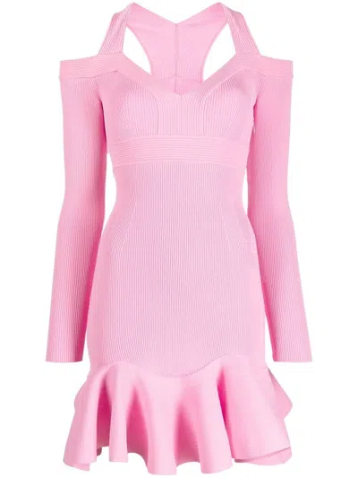 Alexander Mcqueen Gestricktes Midikleid In Pink