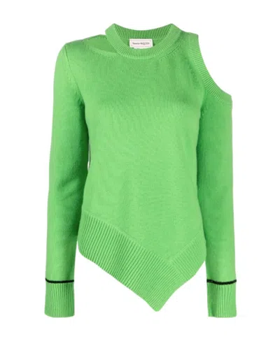 ALEXANDER MCQUEEN ALEXANDER MCQUEEN ASYMMETRIC HEM CUT-OUT PULLOVER