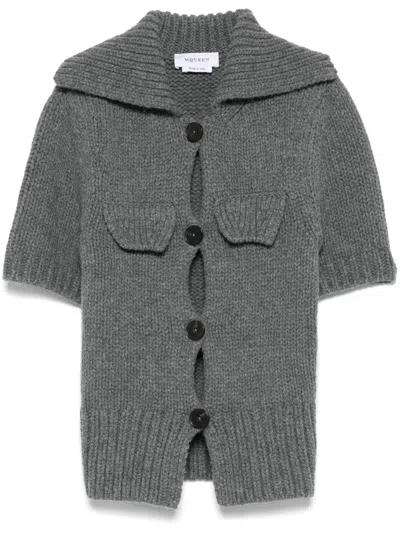 Alexander Mcqueen Collared Cardigan In Grau