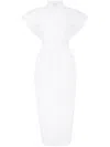 Alexander Mcqueen Collared Short-sleeved Midi Dress In White