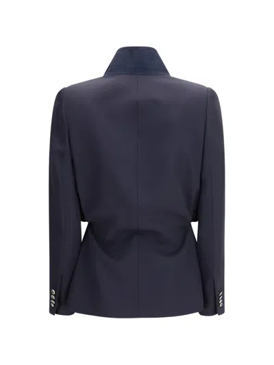 Alexander Mcqueen Collarless Wool Blazer In Blue