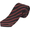 Alexander Mcqueen Mcqueen College Red Gold Stripe Silk & Wool Blend Tie In Midnight Bl/bordeaux