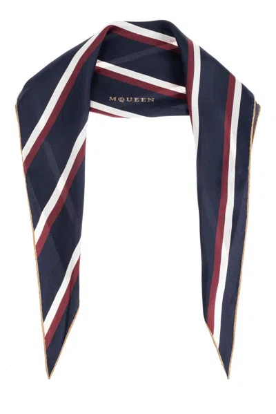 Alexander Mcqueen College Stripe Scarf In Navy