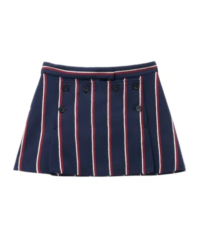 Alexander Mcqueen College Stripe Mini Skirt In Blue