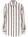 Alexander Mcqueen Alexander Mc Queen Ivory Navy Burgundy Striped Shirt In Bianco