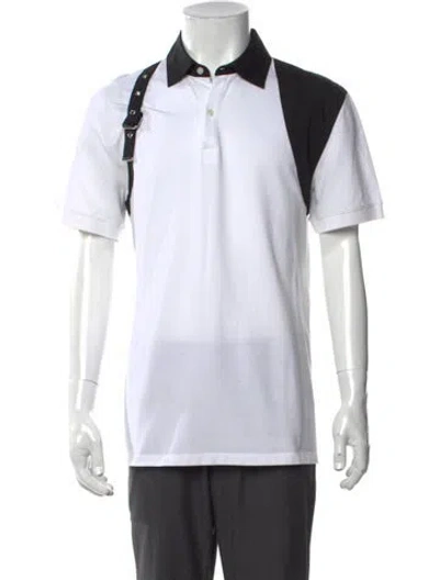 Pre-owned Alexander Mcqueen Colorblock Pattern Collar Polo Shirt In White