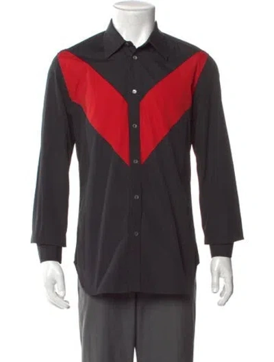 Pre-owned Alexander Mcqueen Colorblock Pattern Long Sleeve Shirt In Black