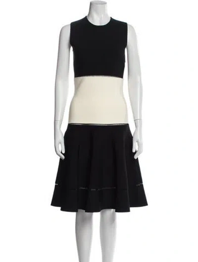 Pre-owned Alexander Mcqueen Colorblock Pattern Midi Length Dress In Black