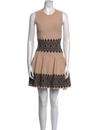 Pre-owned Alexander Mcqueen Colorblock Pattern Mini Dress In Neutral