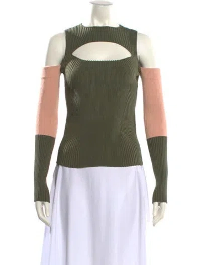 Pre-owned Alexander Mcqueen Colorblock Pattern Mock Neck Sweater In Green
