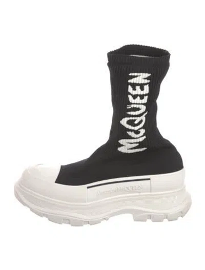 Pre-owned Alexander Mcqueen Colorblock Pattern Sock Sneakers In Black