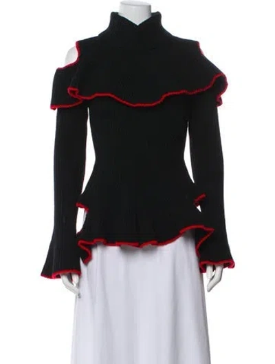 Pre-owned Alexander Mcqueen Colorblock Pattern Turtleneck Sweater In Black