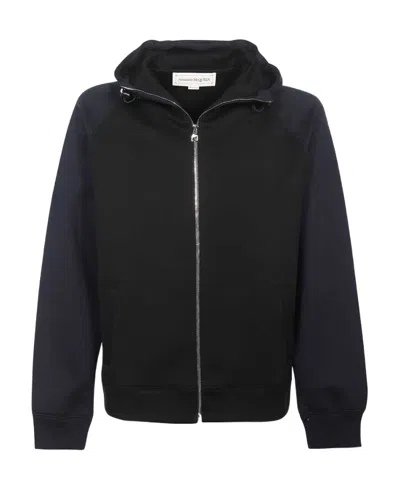 Alexander Mcqueen Colour-block Zip-up Hoodie In Black