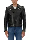 Alexander Mcqueen Combo Biker Jacket In Multi