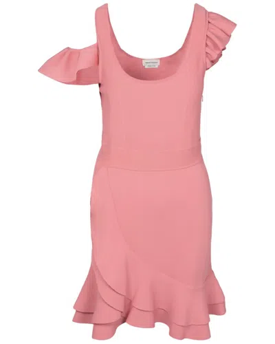 Alexander Mcqueen Compact Knit Mini Ruffle Dress