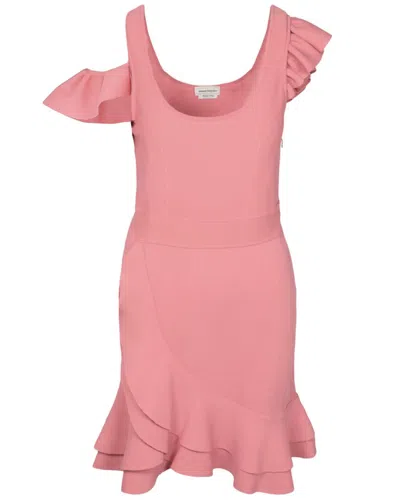 ALEXANDER MCQUEEN ALEXANDER MCQUEEN COMPACT KNIT MINI RUFFLE DRESS