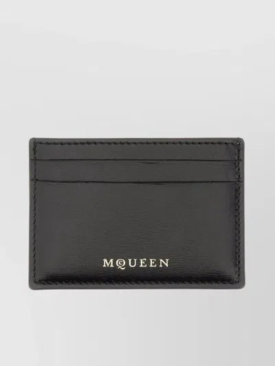 Alexander Mcqueen Compact Leather Goods With Minimalist Design In Black