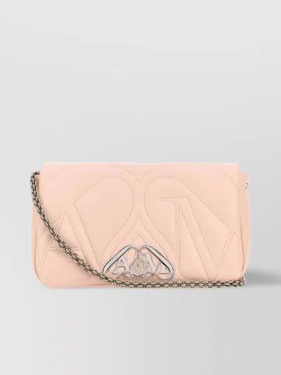 Alexander Mcqueen Compact Leather Shoulder Bag With Quilted Design In Pastel