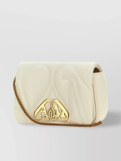 Alexander Mcqueen The Seal Leather Shoulder Bag In Cream