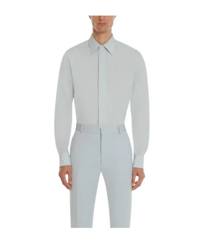 Alexander Mcqueen Concealed Placket Shirt In Gray