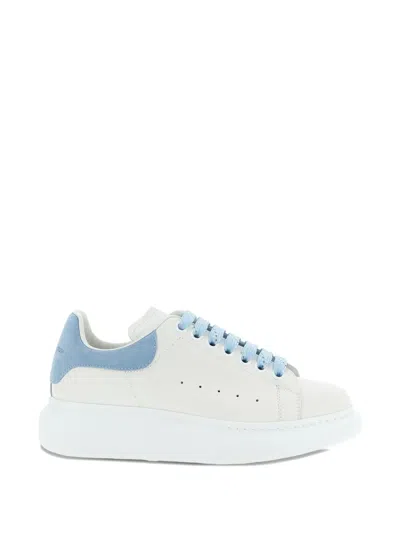 Alexander Mcqueen Oversize Sneakers In White And Light Blue Calf Leather In Multi