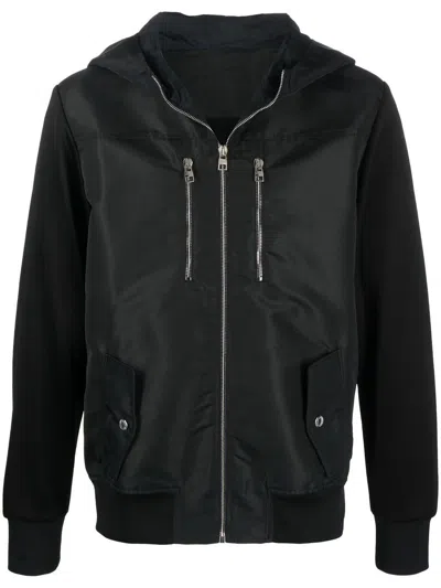Alexander Mcqueen Contrast-panel Zip-up Hoodie In Black