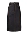 Alexander Mcqueen Contrast-stitch Denim Midi Skirt In Black