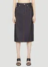 Alexander Mcqueen Women Contrast Stitching Denim Skirt In Brown