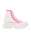 Alexander Mcqueen Tread Slick Lace-up Boots Woman Ankle Boots Multicolored Size 8 Cotton In White