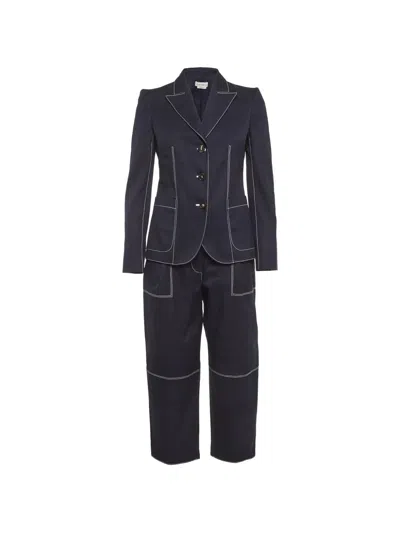 Pre-owned Alexander Mcqueen Contrast-stitch Suit In Blue