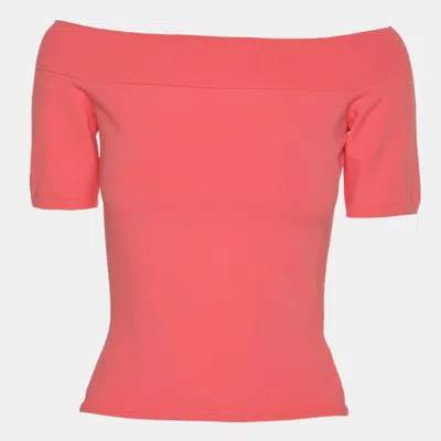 Pre-owned Alexander Mcqueen Coral Stretch Fabric Off The Shoulder Top Xs In Pink