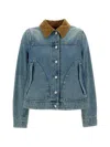 Alexander Mcqueen Fitted Blue Jacket With Peplum Hem And Contrasting Collar In Blue