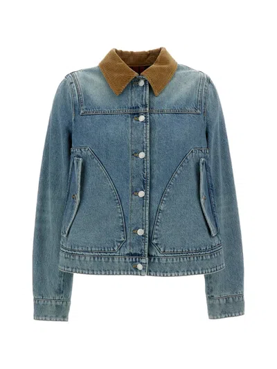 ALEXANDER MCQUEEN CORDUROY-COLLAR DENIM JACKET