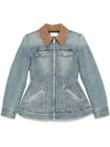 Alexander Mcqueen Corduroy Collar Peplum Denim Jacket