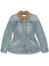 Alexander Mcqueen Alexander Mc Queen Light Blue Washed Denim Jacket With Ruffles In Blue