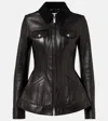 Alexander Mcqueen Peplum Leather Jacket In Black