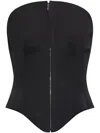 Alexander Mcqueen Curved Strapless Zip-front Bustier Top In Schwarz