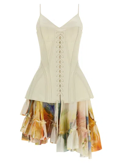 Alexander Mcqueen Corset Dress Dresses White In Multi