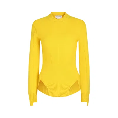 Pre-owned Alexander Mcqueen Corset Stitched Sweater 'yellow' | Women's Size L