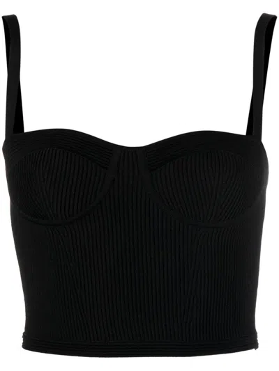 Alexander Mcqueen Ribbed-knit Bra Top In Black