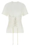Alexander Mcqueen Mcqueen Cotton Jersey Corset T-shirt In White