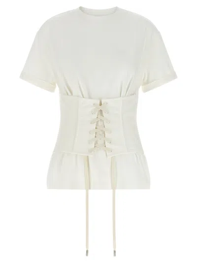 Alexander Mcqueen Corset T-shirt White In Animal Print