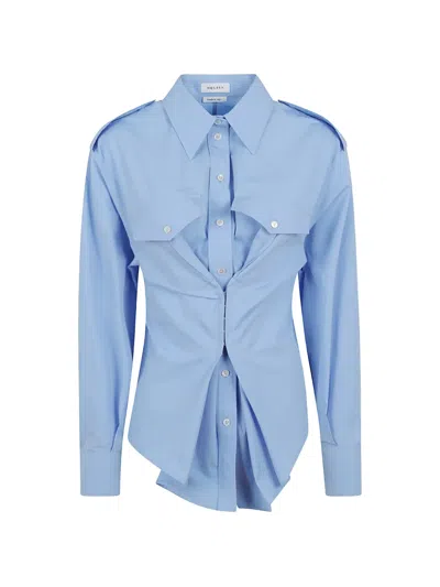 Alexander Mcqueen Corset-style Epaulette Shirt In Blue