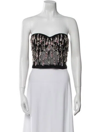 Pre-owned Alexander Mcqueen Cosmic Rain Lace Pattern Crop Top In Black
