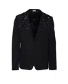 Alexander Mcqueen Single Breasted Crystal Embellished Jacket In Black