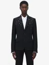 Alexander Mcqueen Single Breasted Crystal Embellished Jacket In Black