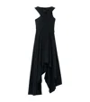 Alexander Mcqueen Gathered Asymmetric Cotton Jersey Midi Dress In Black
