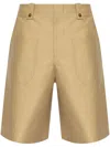 Alexander Mcqueen Wide Leg Bermuda Shorts In Neutrals